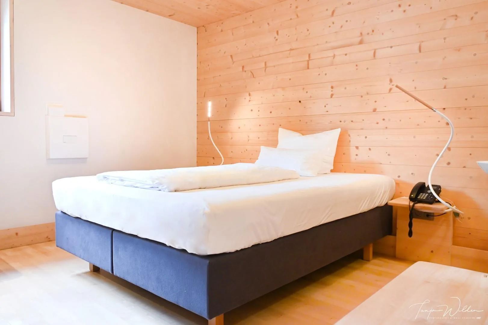 Detail of locally sourced wood furniture — Hotel Sleepwood, Eupen — High Fens